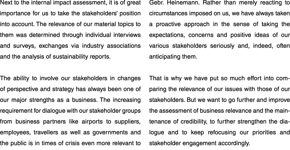 Next to the internal impact assessment, it is of great importance for us to take the stakeholders  position into acco   