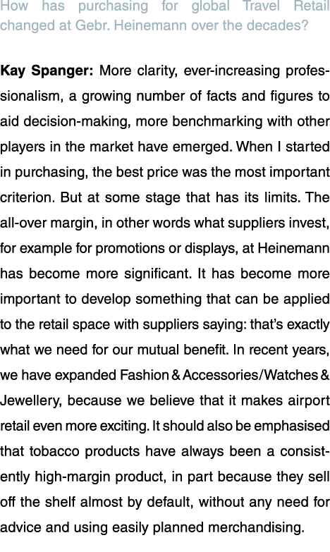 How has purchasing for global Travel Retail changed at Gebr  Heinemann over the decades   Kay Spanger: More clarity,    